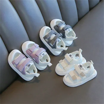 Размер 21-30 Сандалии для девочек Спортивные сандалии с закрытым носком для детей Малыши Детские ползунки Летние ежедневные нескользящие детские туфли на плоской подошве