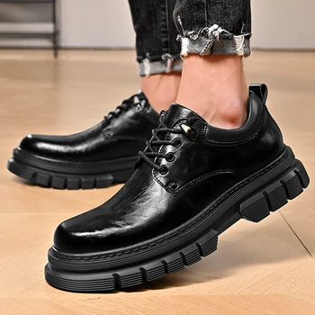 Натуральная кожа Мужская обувь на шнуровке Поставить ногу Повседневная Мужчины Оксфорды Мужчины Балетки Мокасины Обувь на открытом воздухе черный офис Обувь ручной работы мужская