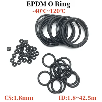 50 шт. EPDM Уплотнительное кольцо Уплотнительная прокладка CS 1,8 мм ID 1,8 ~ 42,5 мм EPDM Автомобильная круглая O-образная шайба Коррозионно-масляные стойкие уплотнительные прокладки
