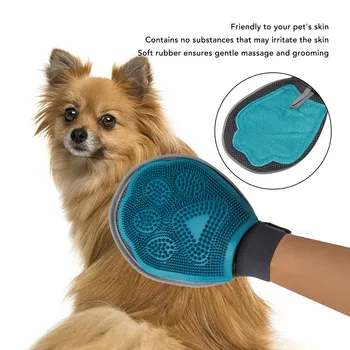  Перчатка для ухода за домашними животными Двухсторонняя регулируемая массажная перчатка для удаления волос домашних животных для кошек и собак