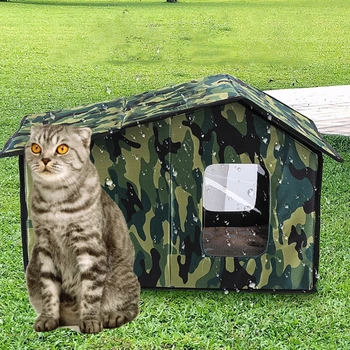 Водонепроницаемая кровать для кошек для палатки для кошек на открытом воздухе Большой дом для бродячей собаки