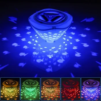 1 шт. Красочные плавающие огни Водонепроницаемый рыбный проектор Лампа Плавающий бассейн Светодиодный светильник RGB Мигающий свет для ванны Детские подарки
