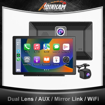 9-дюймовый большой экран ADINKAM Приборная панель Carplay Android Auto Поддержка Airplay 2.5K Портативный автомобильный стерео Mirror Link WiFi AUX