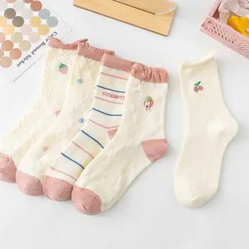 Дышащие детские носки Уютные женские зимние носки с мультяшным принтом с противоскользящим эластичным впитывающим потом мягким средним тюбиком для тепла