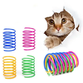 4 шт. Cat Пластиковая пружинная игрушка Интерактивная красочная спиральная пружина Широкие прочные расходные материалы для тяжелых калибров