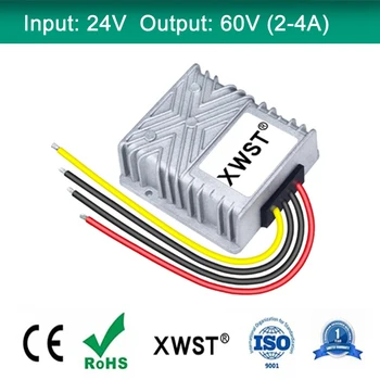 XWST DC преобразователь постоянного тока 24 В в 60 В 2 А 4 А Новый серебристый источник питания Инвертор Регулятор напряжения повышения напряжения для аудио тележки для гольфа CE