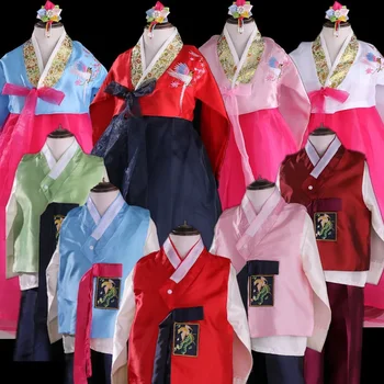 Новые девушки Традиционное корейское платье ханбок Танцевальные костюмы Сценическое выступление Одежда Корея Модный стиль Фестивальный наряд для детей