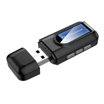 Bluetooth 5.0 Передатчик и приемник, беспроводной адаптер 2 в 1 с ЖК-дисплеем 3,5 мм AUX USB Стерео для ПК ТВ Автомобильные наушники