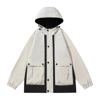 Куртка для мужчин осенью и зимой 2024 Модная повседневная рабочая одежда Куртка с большим карманом для мужчин Свободная одежда с капюшоном