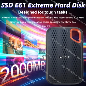 Оригинальный твердотельный накопитель 4 ТБ Портативный твердотельный накопитель NVME E30 E61 PSSD HDD Высокоскоростной Type-C USB 3.2 Gen2 500 ГБ 1 ТБ 2 ТБ 16 ТБ Жесткий диск