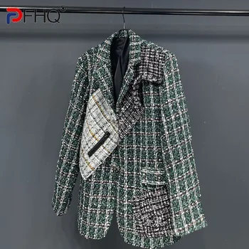PFHQ 2023 Модные мужские пиджаки в клетку в стиле пэчворк с нишевым дизайном Высококачественный оригинальный осенний блейзер Элегантное стильное повседневное пальто