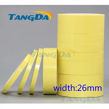 Tangda 26 мм * 70 м, 70 метров Желтый ПЭТ Высокотемпературная изоляционная антипламенная клейкая майларовая лента для обмотки катушки трансформатора