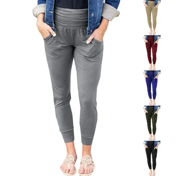 Женские брюки 2023 Новые женские брюки Плиссированные леггинсы с высокой талией Модные повседневные брюки Уличные брюки