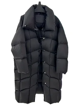 Хлопковый пиджак утолщенный лацкан длинный свободный крой однорядный дизайн с магнитными кнопками теплый и удобный 2023 зима новинка 1110
