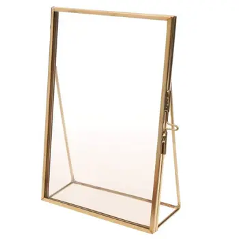 Новая простая антикварная прямоугольная отдельно стоящая прозрачная стеклянная фоторамка для украшения дома - золото