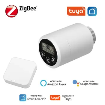 Tuya ZigBee3.0 Интеллектуальный радиаторный клапан Регулятор температуры Привод Программируемый термостат работает с Alexa Google Home