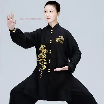 2024 Китайское кунг-фу тайцзицюань боевые искусства одежда традиционная тайцзицюань практика ушу костюм цветочная вышивка топы + брюки комплект