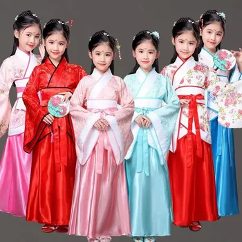Древний Китайский Костюм Дети Семь Фея Ханьфу Платье Одежда Народный Танец Представление Китайское Традиционное Платье Для Девочек