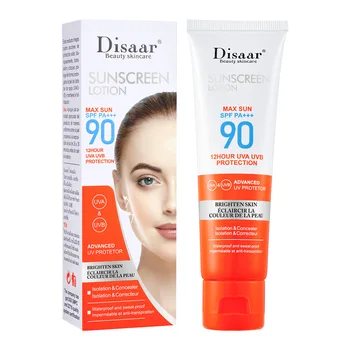 Disaar SPF 90 Солнцезащитный увлажняющий защитный крем для кожи 50 мл Стойкий УФ-протектор Отбеливающий солнцезащитный крем
