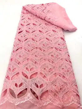  Высококачественный детский розовый шнур Французская кружевная ткань 21H-82406 Вышитая африканская бархатная сетка с камнями для женского платья