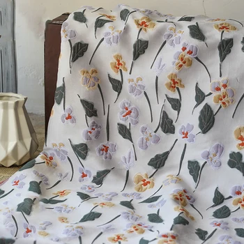  тисненая цветочная жаккардовая ткань свежая весна лето женское платье рубашка сумка diy швейная ткань 50 см x 140 см