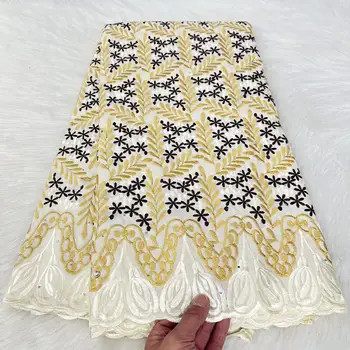 Белая швейцарская кружевная ткань из вуали в Швейцарии 5Yards Africa Традиционные вышитые хлопковые зимние ткани для шитья женского платья
