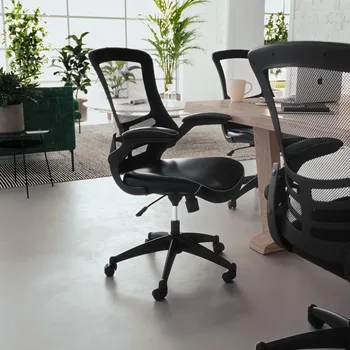 Вращающийся офисный стул со средней спинкой и регулируемой поясничной опорой и высотой сиденья Эргономичная сетчатая настольная мебель для домашнего компьютера