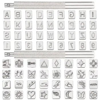 Инструменты для штамповки кожаного ремесла 26 металлических букв алфавита 10 цифр штампов 32 штампа с шаблонами насекомых с ручками для штамповки 2 шт.