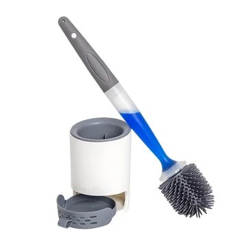 Ершик для унитаза, многоразовая ручка дозирует гель для чистящего средства для унитаза, вентилируемый держатель для санитарного хранения - щетка для чистки унитаза