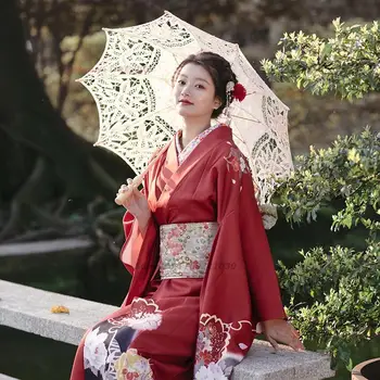 2024 японские женщины винтажное платье традиционное кимоно халат национальное кимоно с цветочным принтом yukata косплей сценическое платье