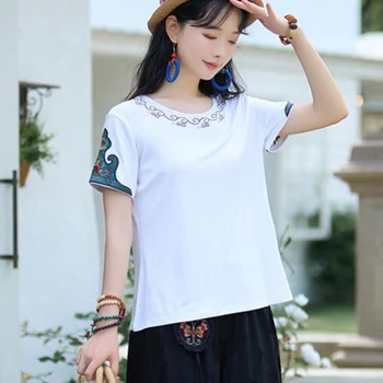 2023 китайская традиционная рубашка ханьфу с о-образным вырезом восточная элегантная цветочная вышивка винтажная рубашка восточный танг костюм ретро базовая рубашка