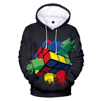 2024 Новые волшебные толстовки с капюшоном Rubiks Cube для мужчин Спортивная одежда Аниме Пальто Толстовка Y2k Роскошная одежда 3D-печать Пуловеры Одежда