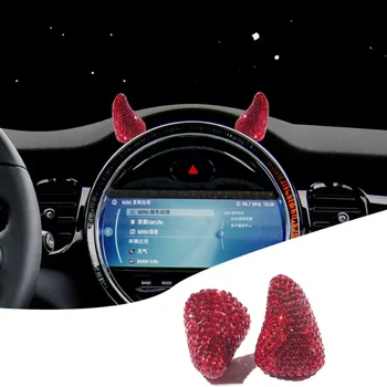Bling Направление выпуска воздуха в автомобиле Рога дьявола Симпатичные алмазно-красные белые аксессуары для интерьера автомобиля для Mini Cooper Smart Auto Dashboard
