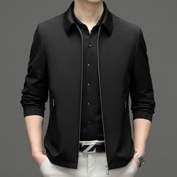 Мужские деловые повседневные куртки высшего класса 2023 Новые поступления Весна Осень Мода Turn Donw Collar Techwear Brnad Мужское пальто