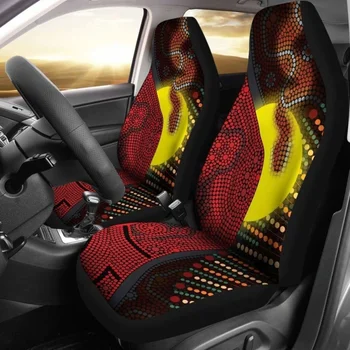  Австралийские чехлы для автомобильных сидений аборигенов Местная змея Sun Dot Painting, упаковка из 2 универсальных защитных чехлов для передних сидений