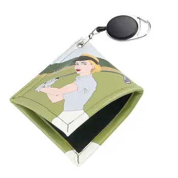 Полотенце для мяча для гольфа, карман для чистки мяча для гольфа с зажимом, протирочная ткань с выдвижным