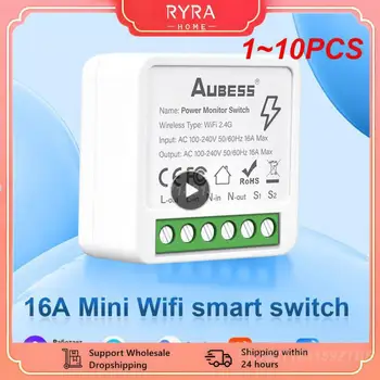 1 ~ 10 шт. Tuya 16A Mini Wi-Fi Smart Switch Light 220V поддерживает 2-сторонний модуль автоматизации управления синхронизацией APP для Alexa Home