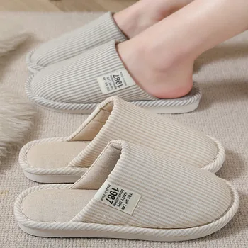 Хлопковые льняные тапочки Мужская обувь Японский стиль Домашние хлопковые и льняные тапочки Женская обувь Персонализированная дезодорация
