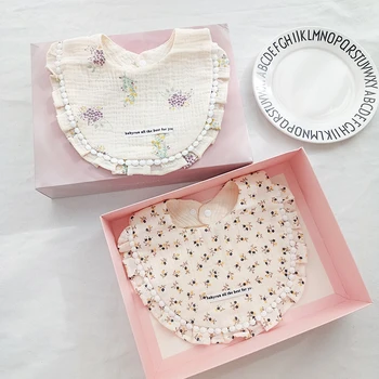 корейский стиль для новорожденных детские нагрудники хлопковая марля с цветочным принтом для младенцев Ткани для отрыжки Аксессуары для ухода за детьми Полотенце для слюны