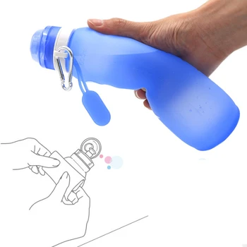 600 мл Силиконовая складная бутылка для воды Спортивные принадлежности на открытом воздухе Портативная бутылка для воды Удобный для путешествий Защита от ожогов Изолированная