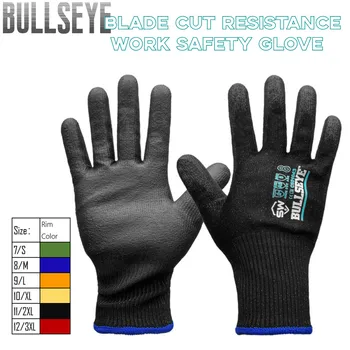 BullsEye Black Blade Устойчивость к порезам Рабочая защитная перчатка, тонкая полиуретановая перчатка с тонким полиуретановым покрытием, ANSI Cut 5, легкий, истираемый, захват, дышащий