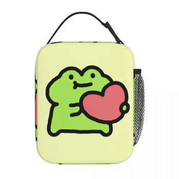  Милая лягушка Любовь Мерч Изолированная сумка для ланча Школьный ланч Контейнер Многоразовый Всесезонный термоохладитель Bento Box