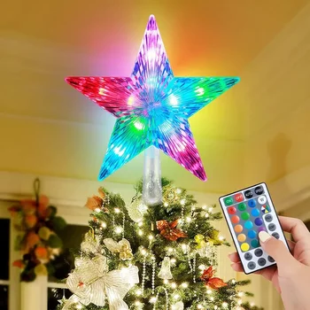Thrisdar 25LED Рождественская Звезда Верхушки Елки 22 см Рождественская елка Верхнее Звездное Украшение 5 Точечные Звездные Огни для Декора Рождественской Елки