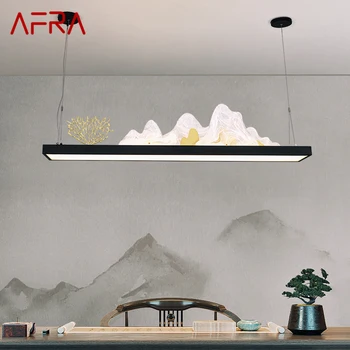 AFRA Подвесная люстра в китайском стиле Современная светодиодная 3 цвета Креативный пейзаж Подвесные светильники для дома Чайный домик Столовая