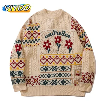 Мужской осенний вязаный рождественский свитер Y2K Пара Роскошная толстовка Трикотажный пуловер Зимний корейский стиль одежды 2023 Для мужчин