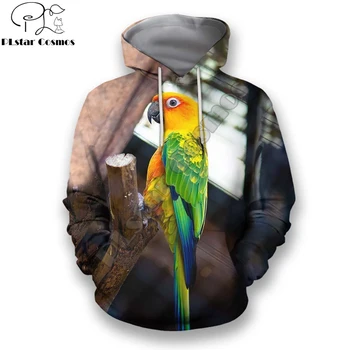 Animal Love Parrot 3D Все Напечатано Мужская осенняя толстовка с капюшоном Harajuku Унисекс Повседневный пуловер Уличная куртка Спортивные костюмы DK236