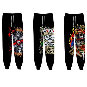 Мужские длинные брюки, повседневная уличная одежда с черепом, покер, Y2K, 3D, Харадзюку, хип-хоп