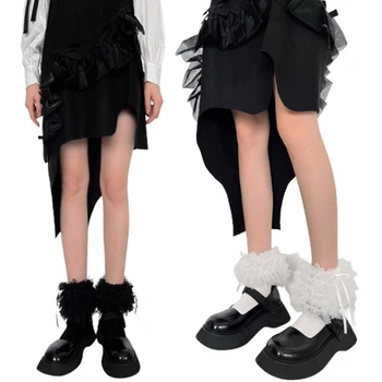 2Pcs Балетные носки для девочек с бантами Кружевной топ Носок Принцесса Платье Носки 37JB