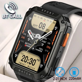 Man Smart Watch Прочные и долговечные военные умные часы Водонепроницаемые 2,01 '' HD Дисплей Bluetooth Voice для Android IOS XIAOMI