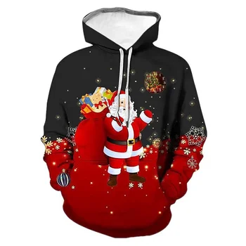 Забавные 3D толстовки с принтом Санта-Клауса для мужчин Уродливый рождественский свитер Детские милые пуловеры Женская мода Y2k Harajuku Зимняя одежда